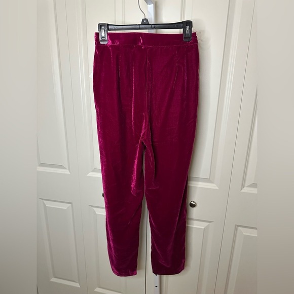 Knew One Cares Velvet Pants Fuchsia Pink High Waist Trousers‎ New - Picture 3 of 4